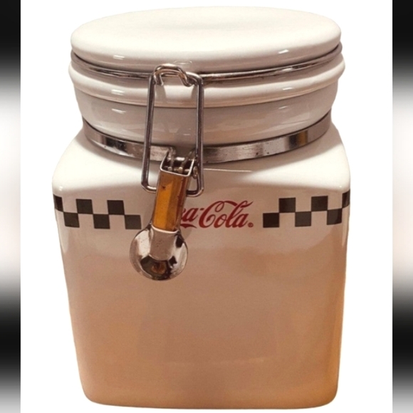 COCA-COLA Vintage Ceramic Canisters Trio Storage Jars Collectible Home Decor EUC - Picture 8 of 11